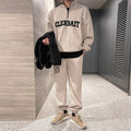 standing collar sweater suit setup