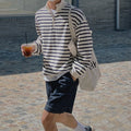 Half Zip Stripes Polo Shirt