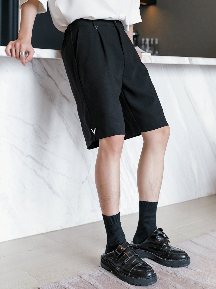 Black suit shorts