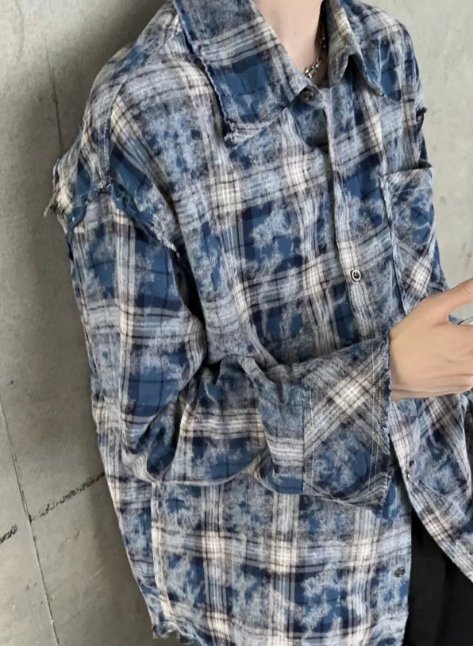 Check pattern contrast shirt