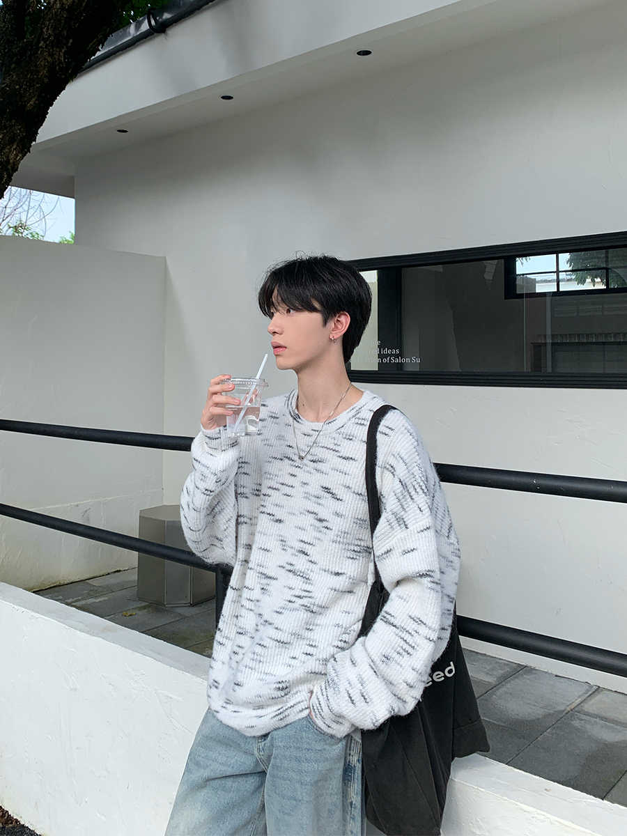 Contrast knit sweater