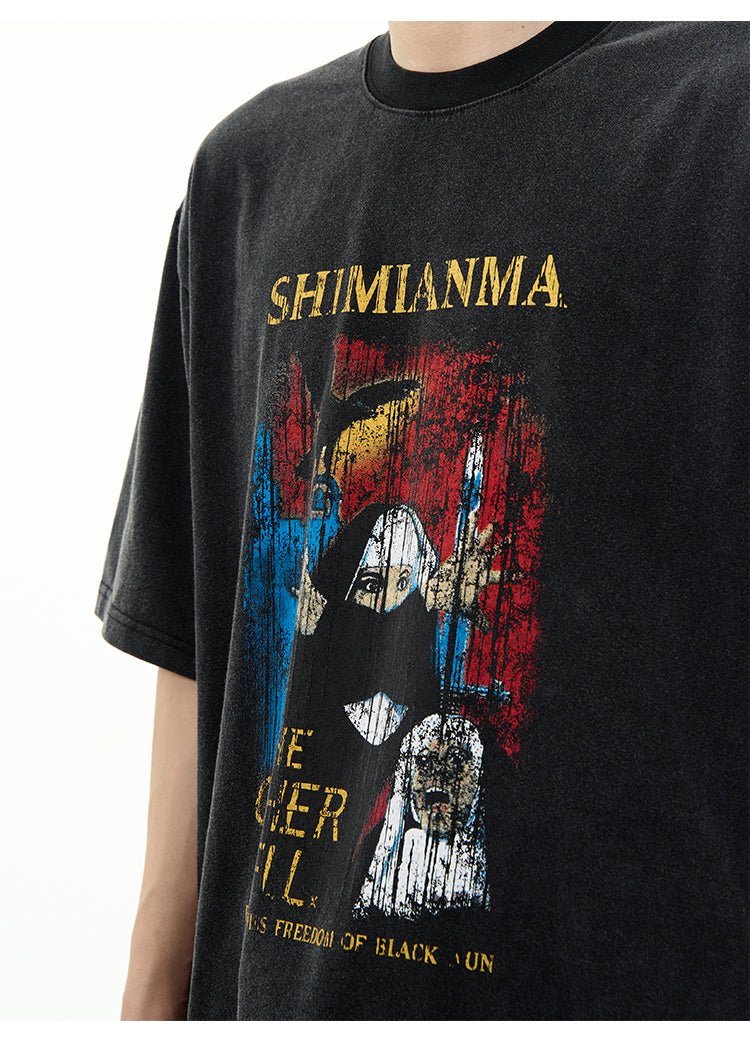 Distressed print short sleeve T-shirt