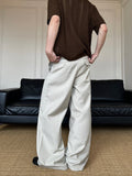 Double pleated straight pants