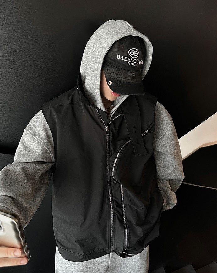 Double zipper cargo vest jacket