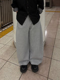 ヘザーグレー・ワイドバルーンスウェットパンツ