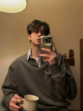 Fake two-piece sweat polo shirt