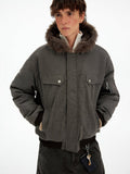 Fur collar cargo jacket