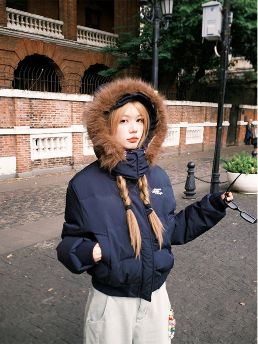 Fur collar down jacket