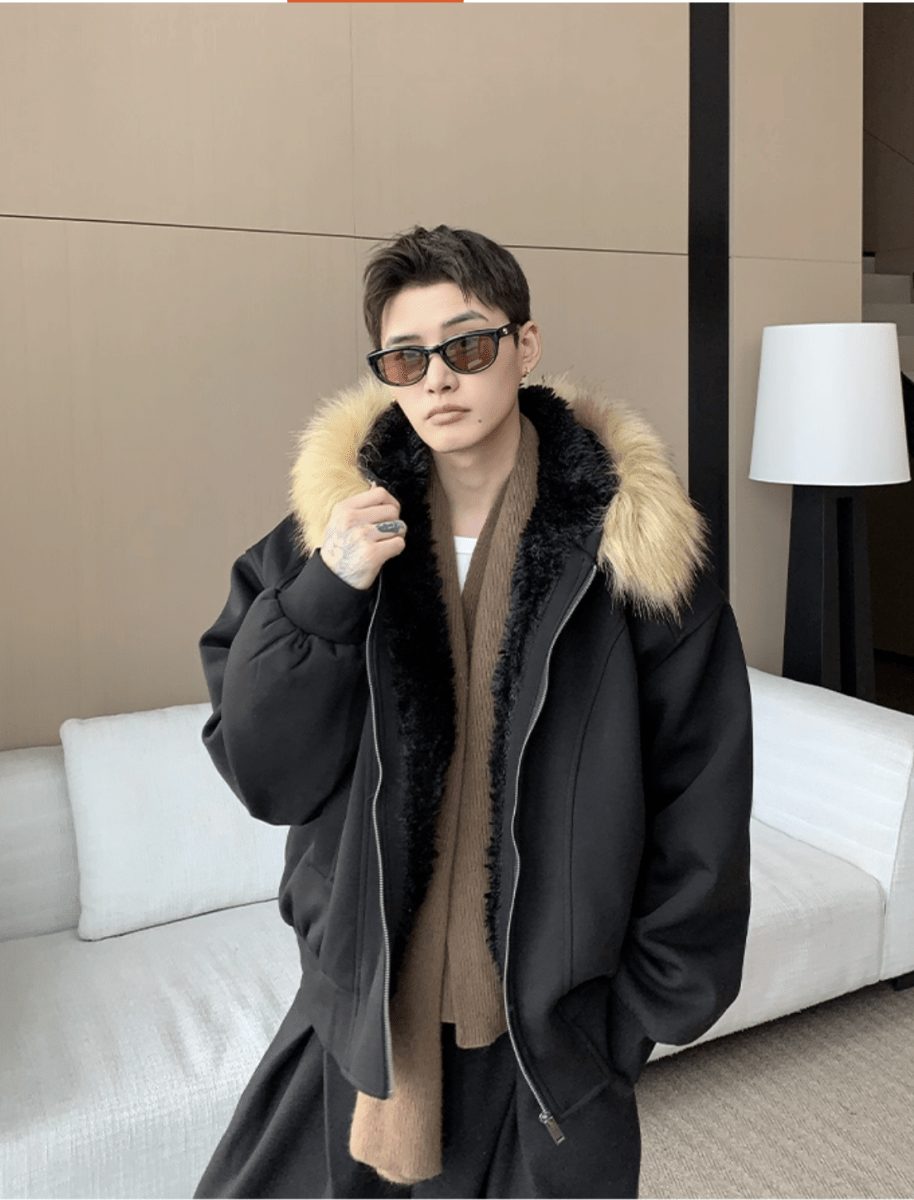 Fur collar sweatshirt hoodie