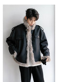 Fur leather jacket
