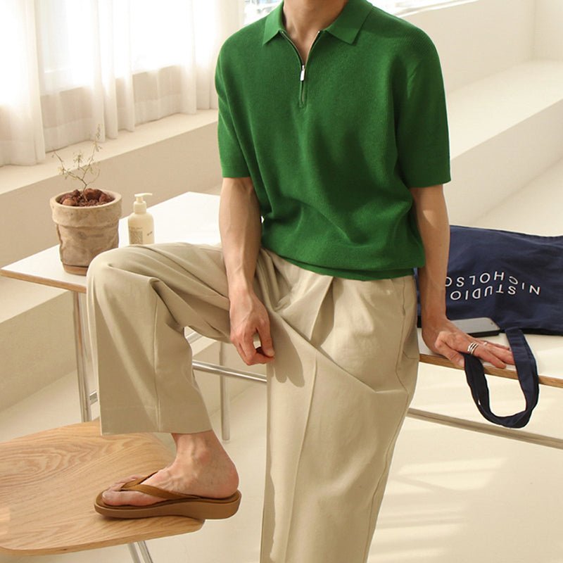 Half zip color polo shirt