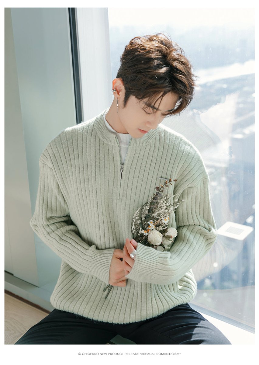 Half zip knit sweater