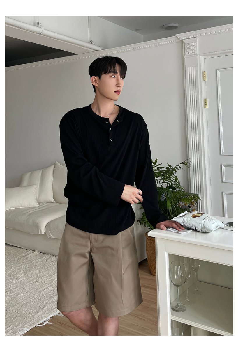 Henry collar long sleeve T-shirt