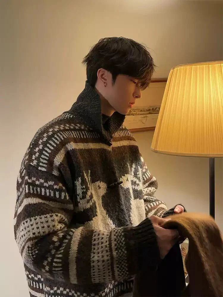 Indian lapel knit cardigan