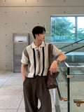 Lapel knit polo shirt