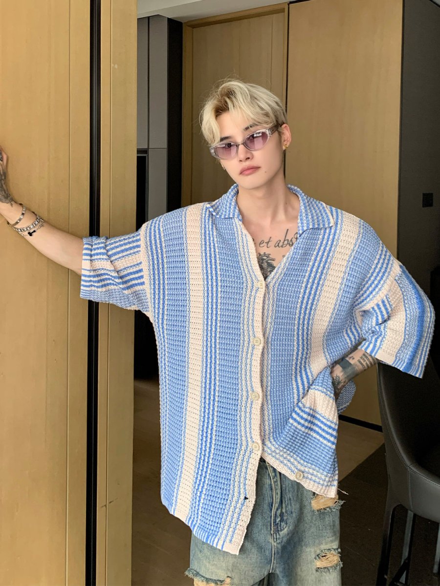 Loose-fit Lapel Knitted Shirt