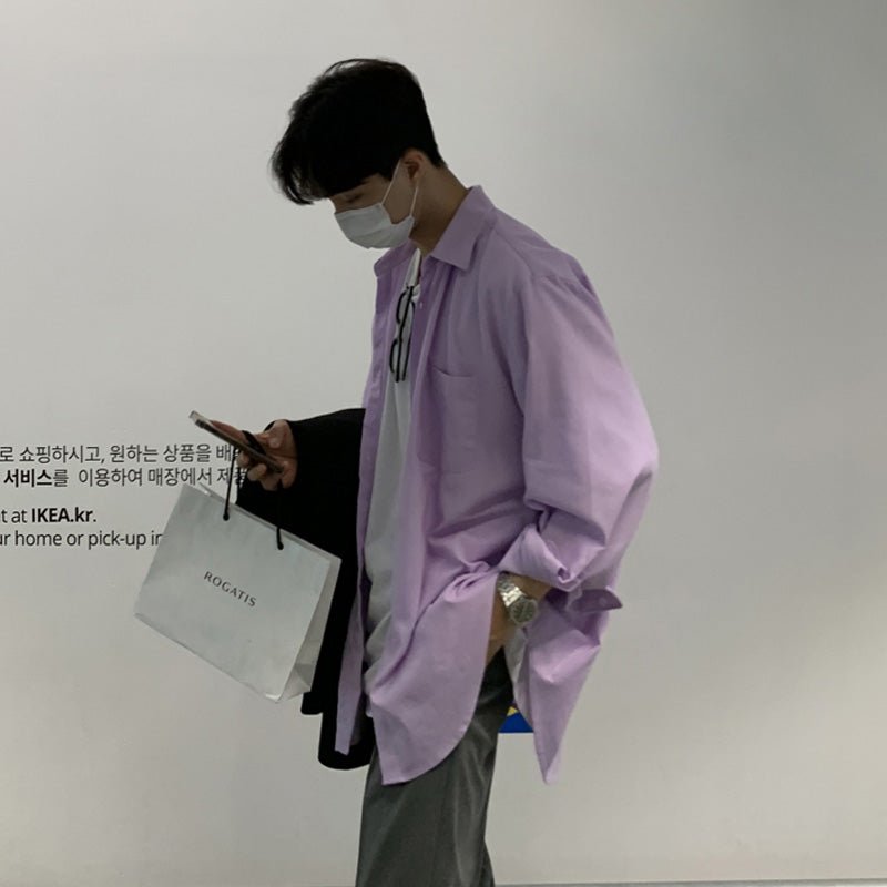 Loose plain long sleeve shirt