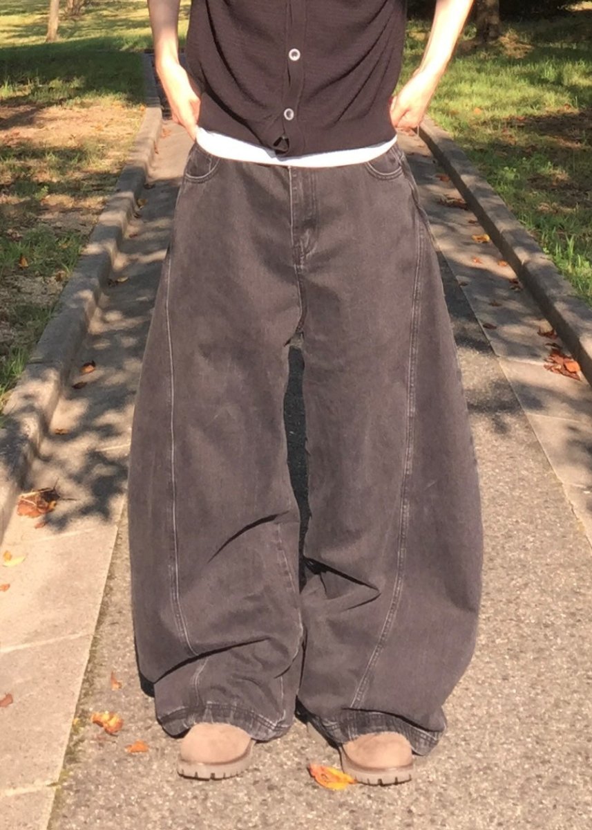 シーム・ワイドバルーンデニムパンツ