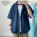 Oversized denim short sleeve jacket