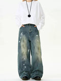Painted straight denim pants