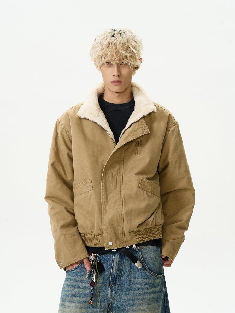 Retro bomber stand collar flight jacket