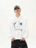 Retro design print hoodie