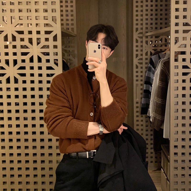 Round Neck Rule Knit Cardigan