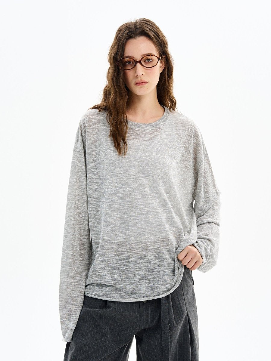 Sheer long-sleeved T-shirt