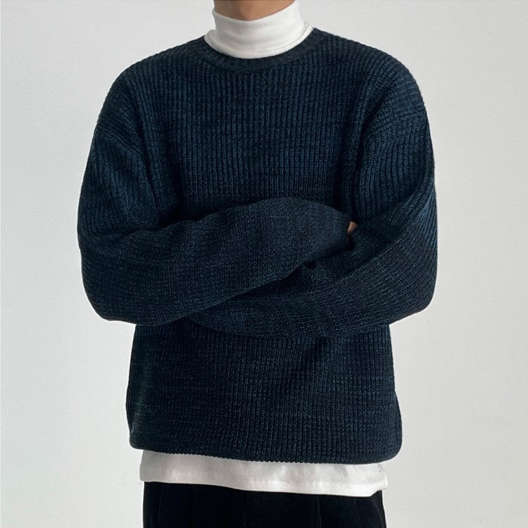 Simple knit long -sleeved sweater
