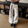 Stitch design A-line white jeans