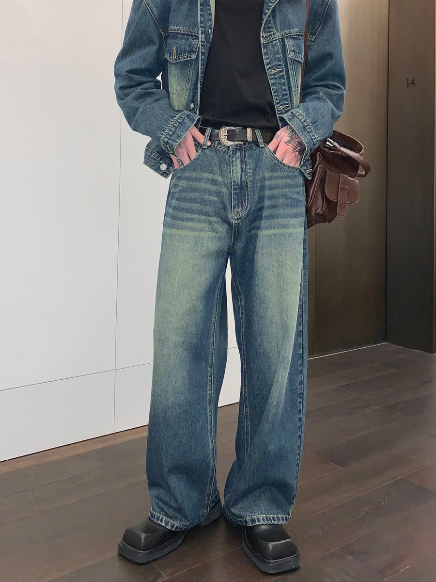 Straight denim pants