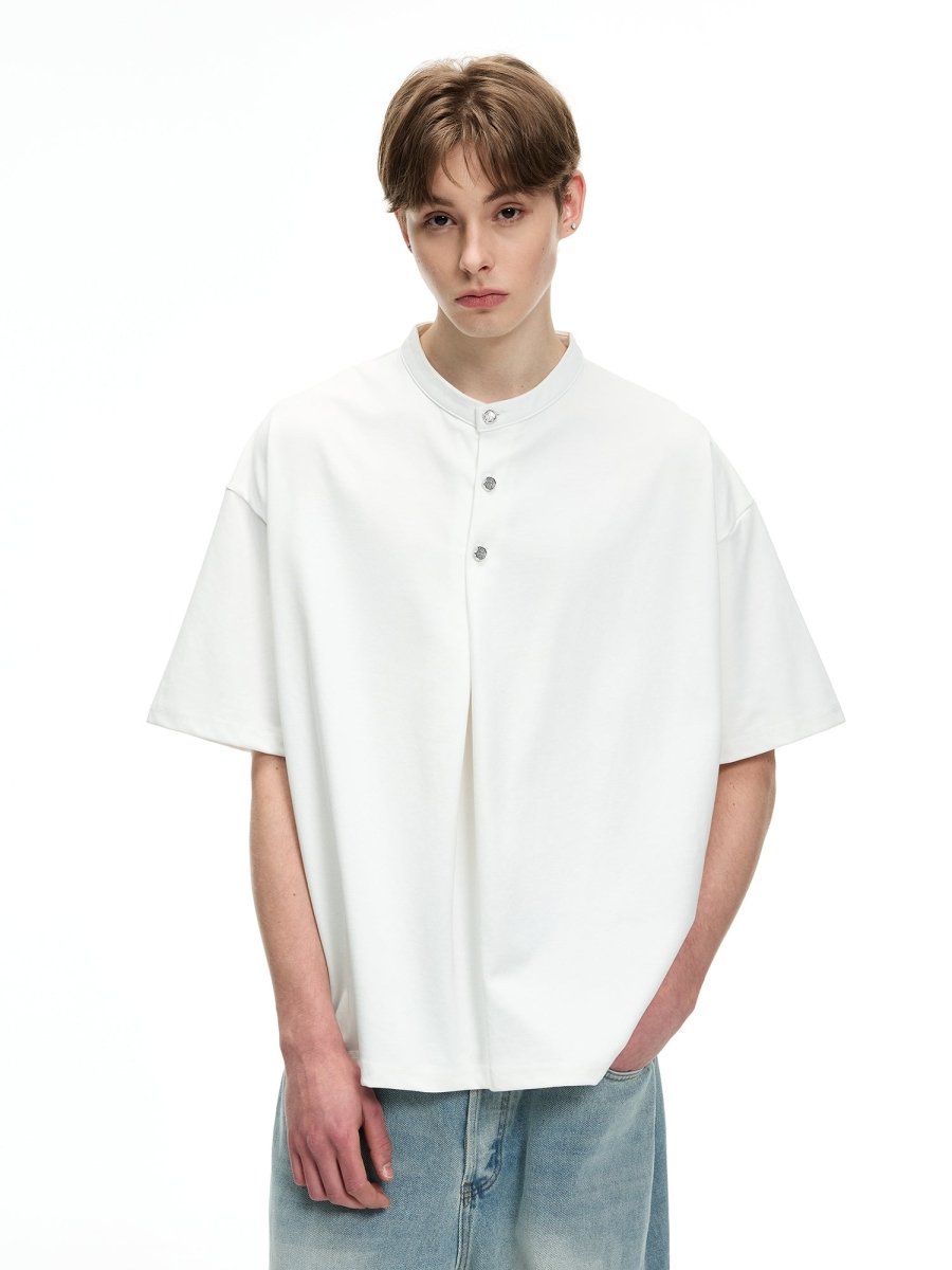 モダンバンドカラービッグシルエットTシャツ メンズ / Modern Band Collar