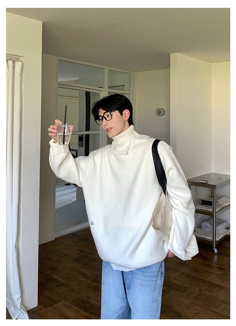 Turtle neck design knit sweater