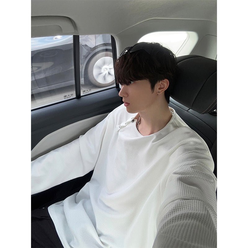 Waffle long -sleeved long T -shirt