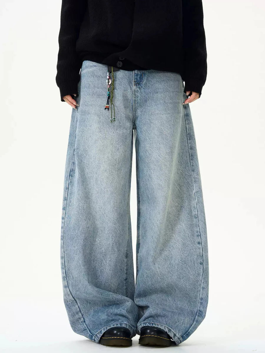Wide denim pants